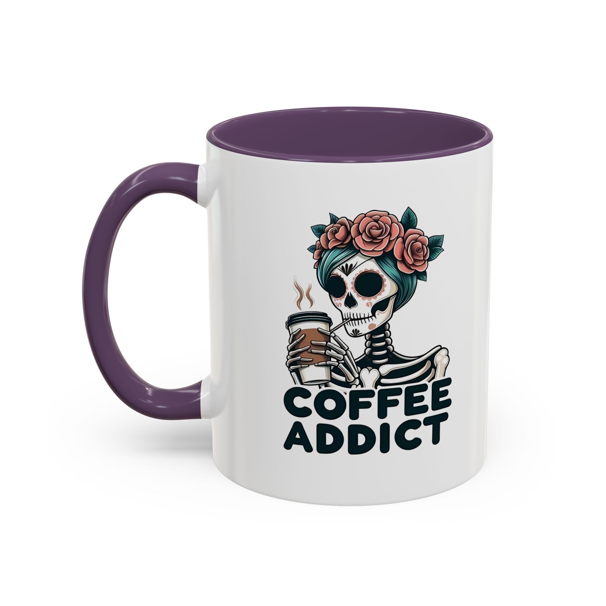 Coffee Addict Floral Accent Mug — 11/15oz Ceramic Coffee Lover Gift