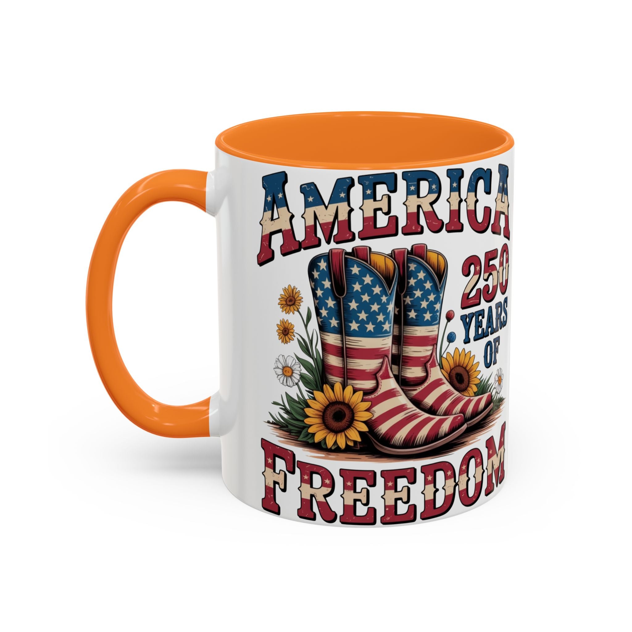 America 250 Years of Freedom Coffee Mug — Patriotic 11oz/15oz Ceramic Mug