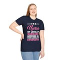 "I'm a Nurse My Level of Sarcasm Depends on Your Stupidity"-Pink Script Nurse Tee