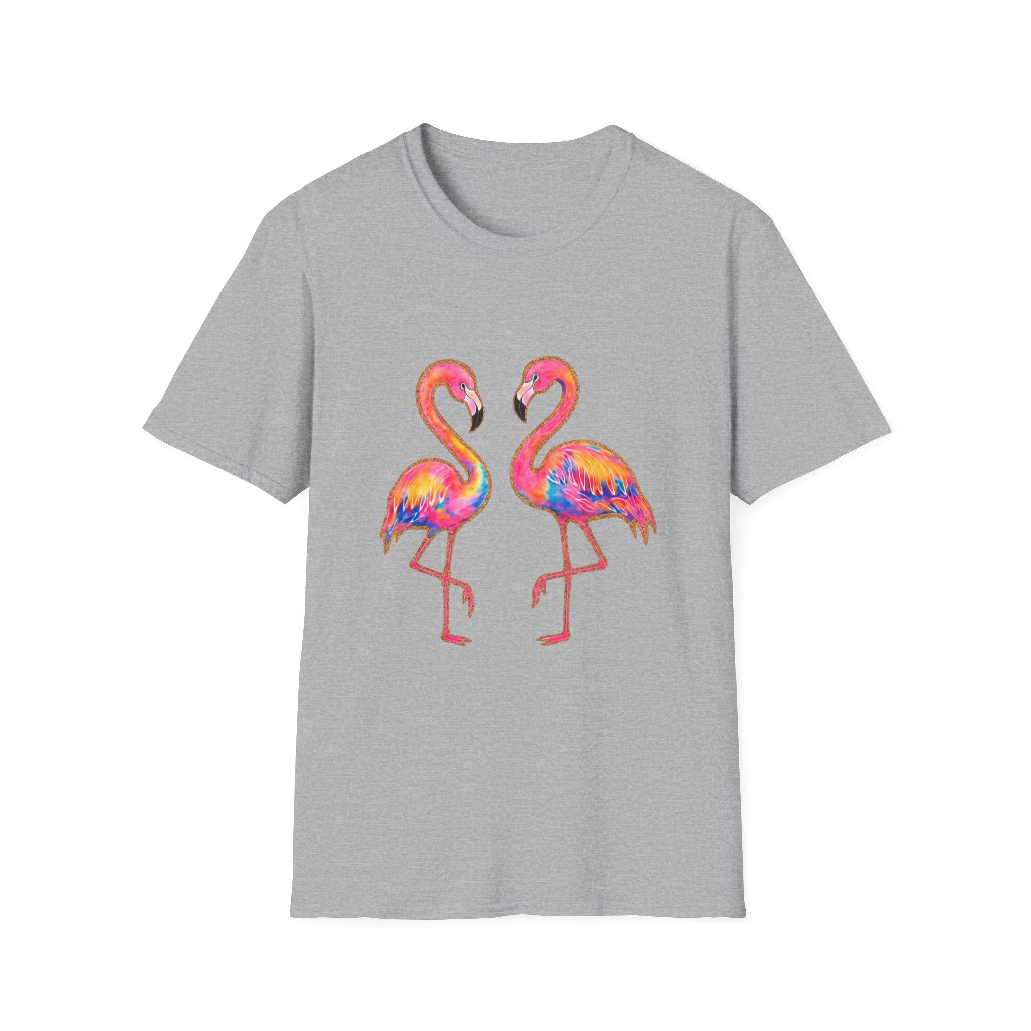 Flamingo Duo Colorful Watercolor Tropical T-Shirt
