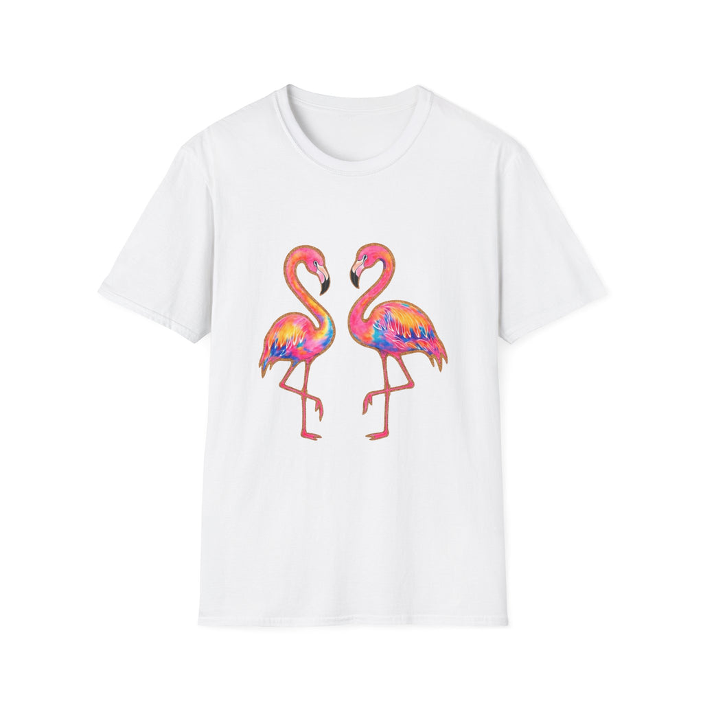 Flamingo Duo Colorful Watercolor Tropical T-Shirt