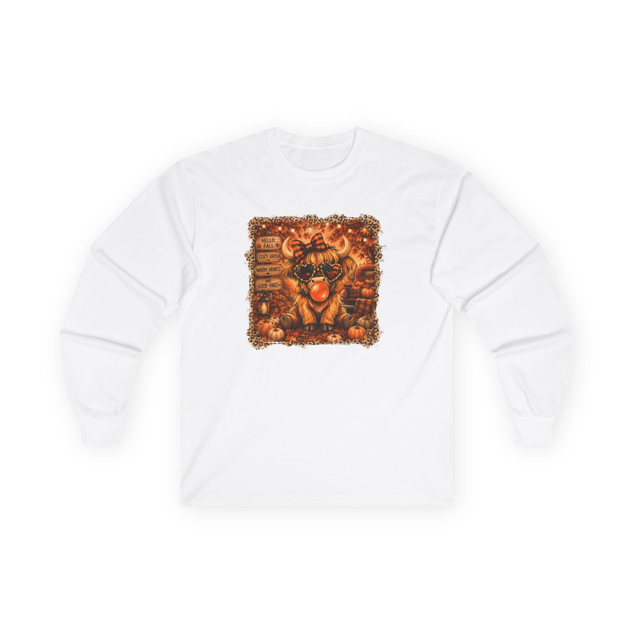 "Hello Fall" Cozy Cow Long Sleeve Tee