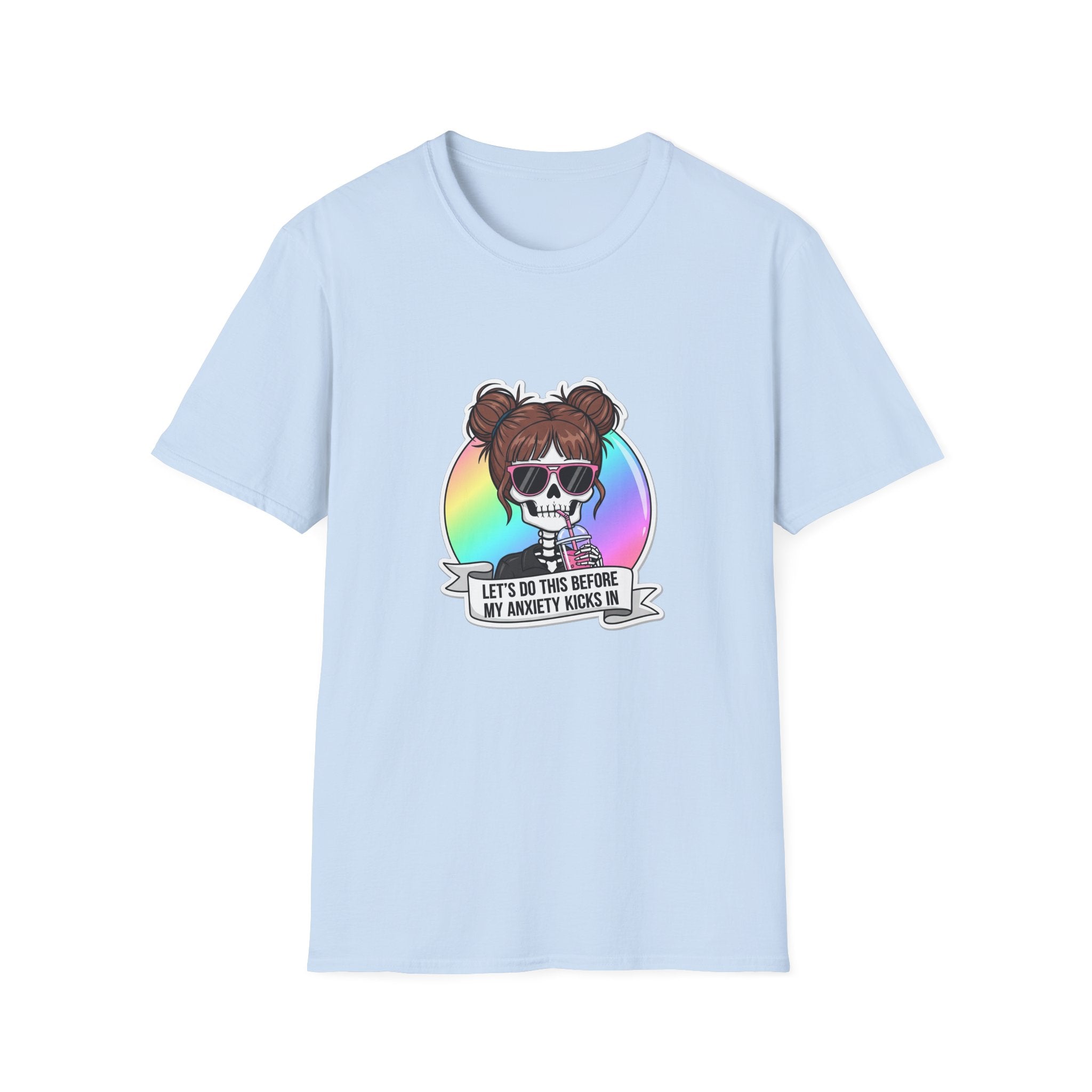 "Let's Do This Before My Anxiety Kicks In" Women's Skull Bun Graphic Tee