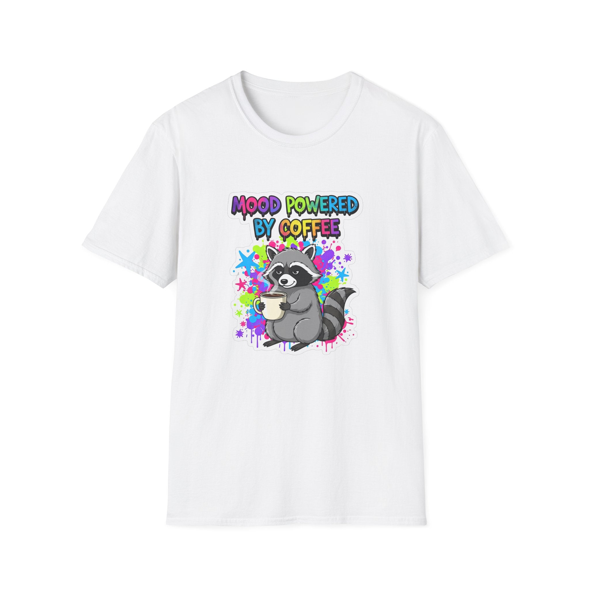 "Mood Powered by Coffee"- Raccoon T-Shirt