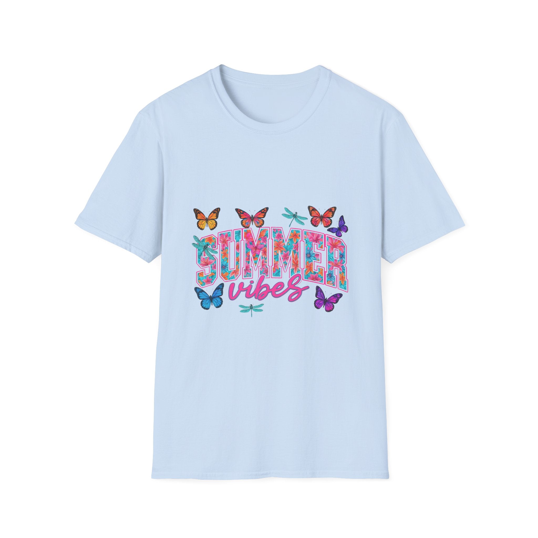 Summer Vibes Floral Butterfly Graphic Tee