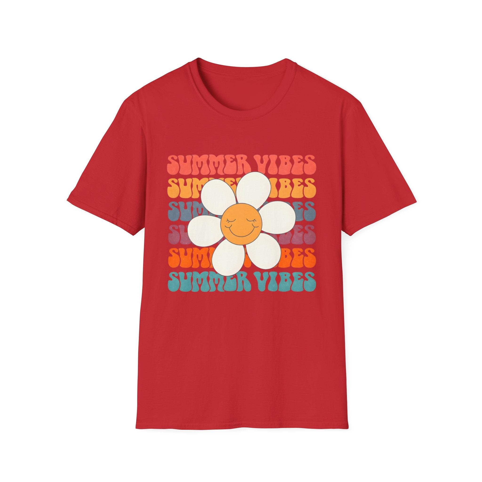 Summer Vibes Daisy Retro Floral Graphic Tee