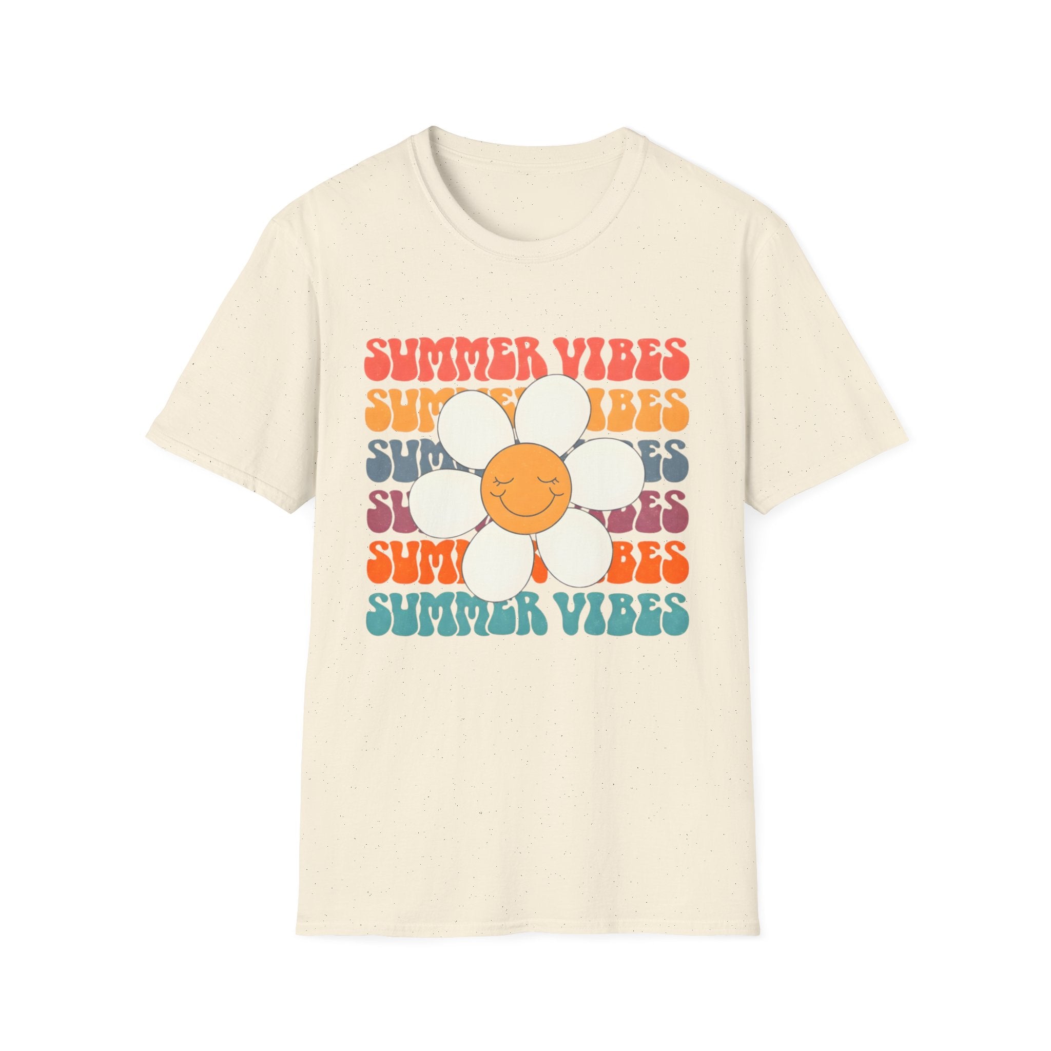 Summer Vibes Daisy Retro Floral Graphic Tee