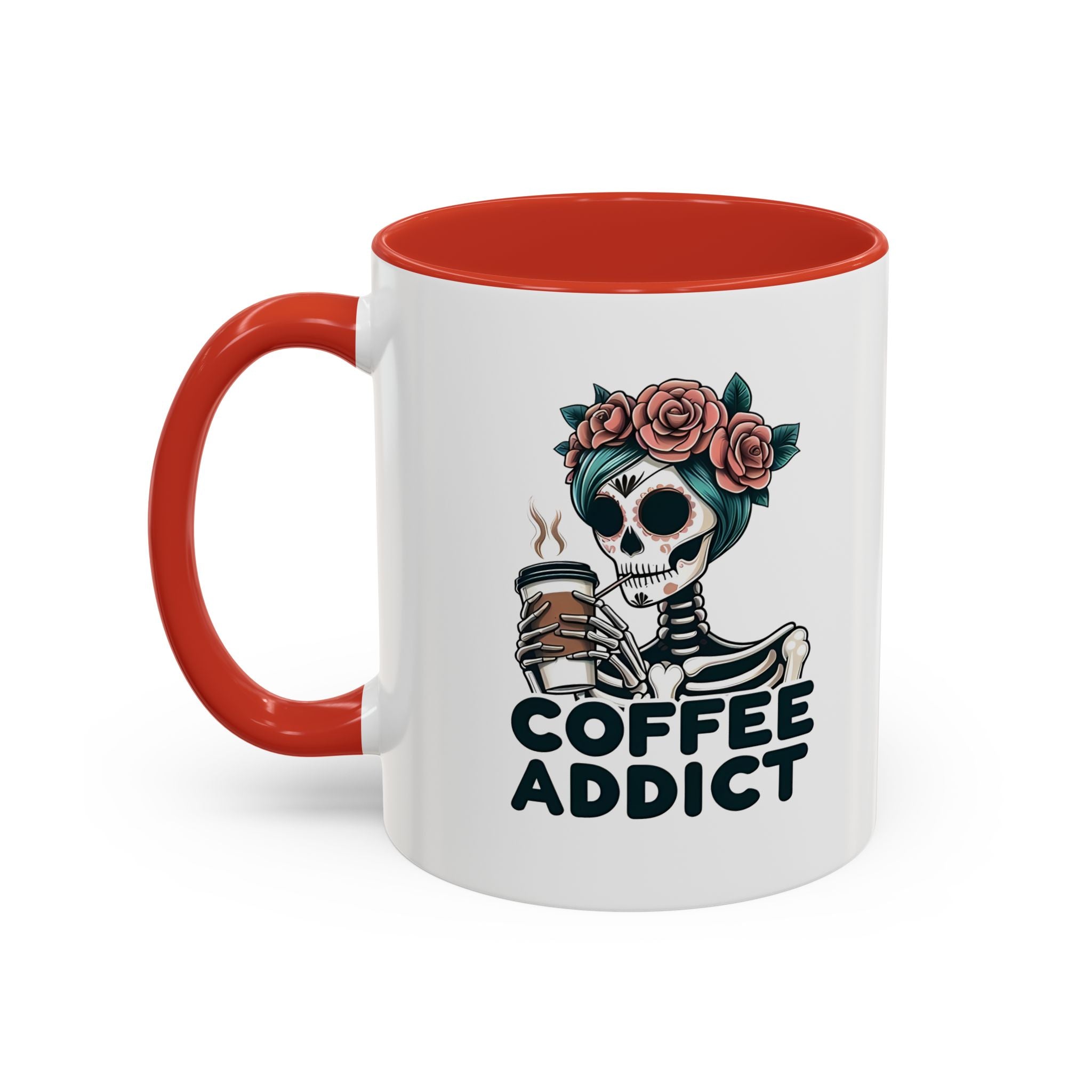Coffee Addict Floral Accent Mug — 11/15oz Ceramic Coffee Lover Gift