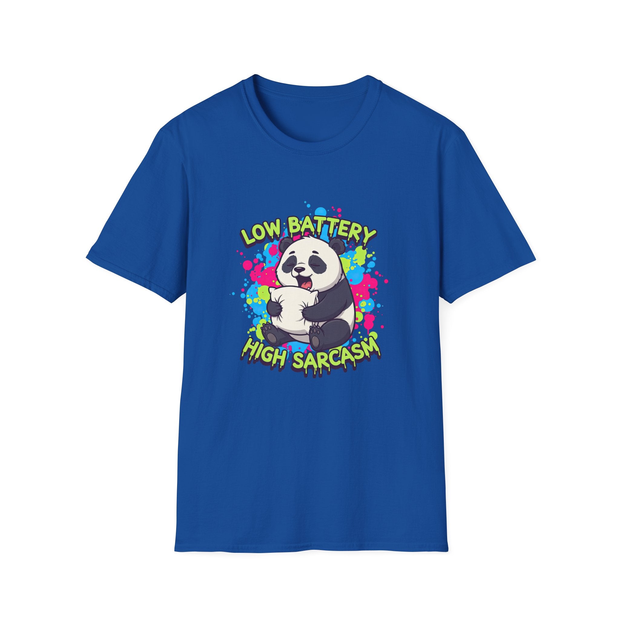 "Low Battery High Sarcasm" - Panda T-Shirt