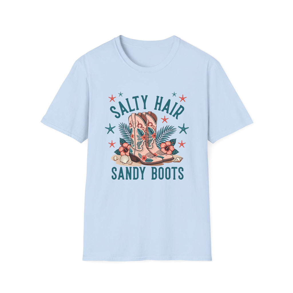 "Salty Hair Sandy Boots" Beach Surf & Summer Vibes Graphic Tee
