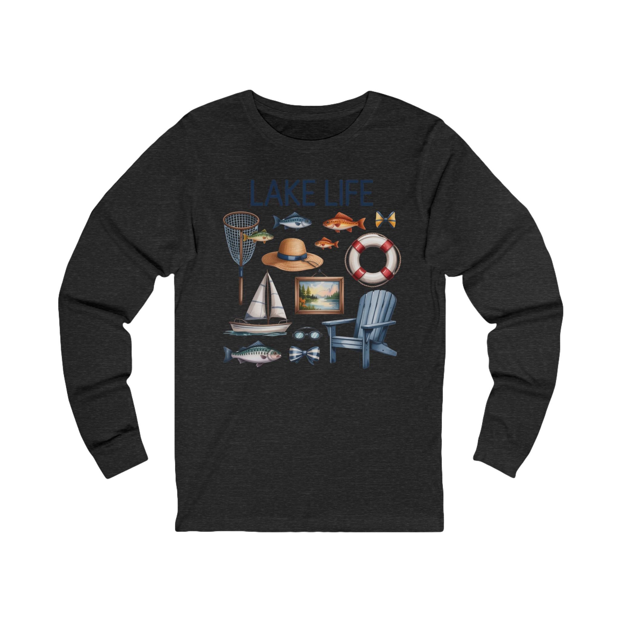 Lake Life Coastal Fishing & Relaxation Graphic Long Sleeve Tee