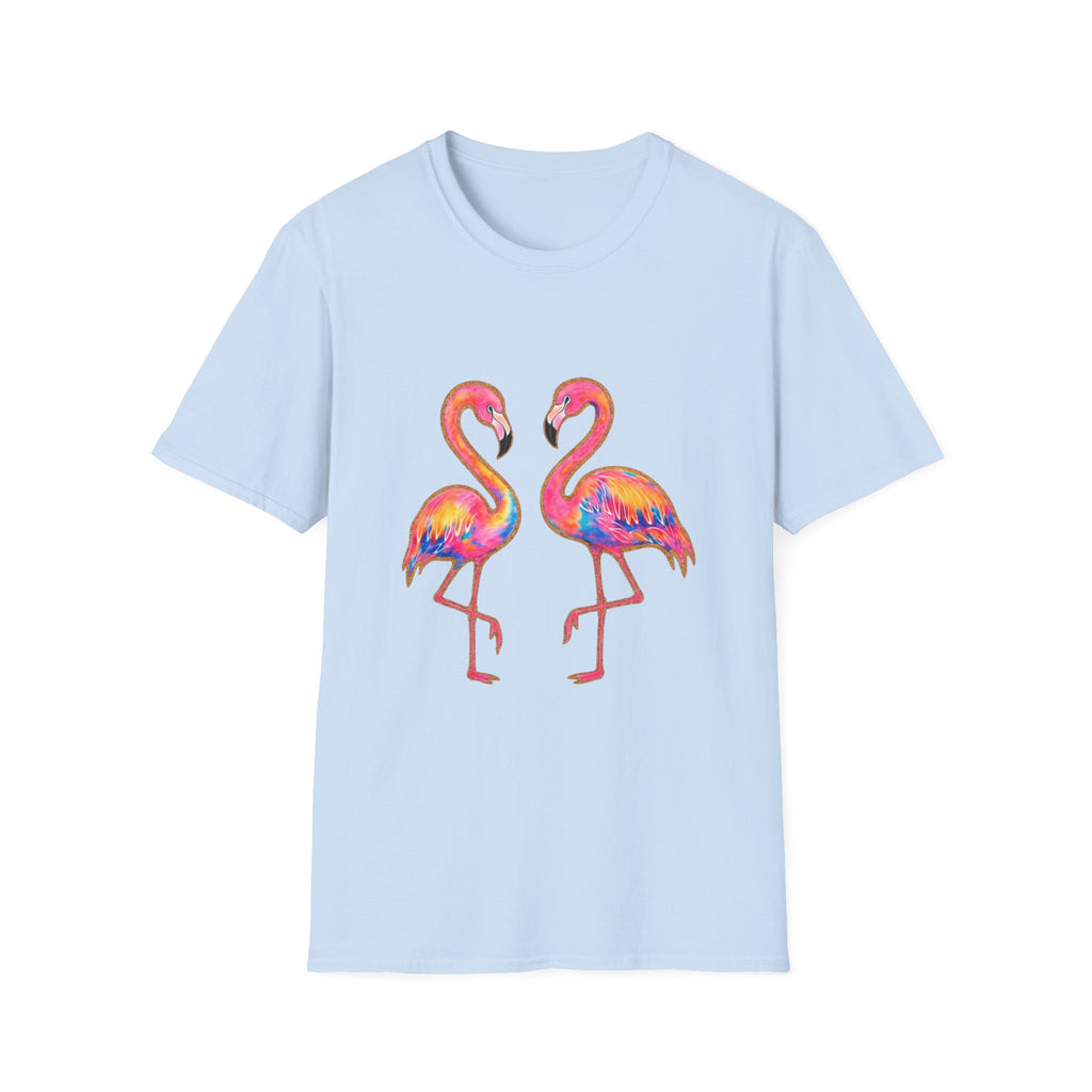 Flamingo Duo Colorful Watercolor Tropical T-Shirt