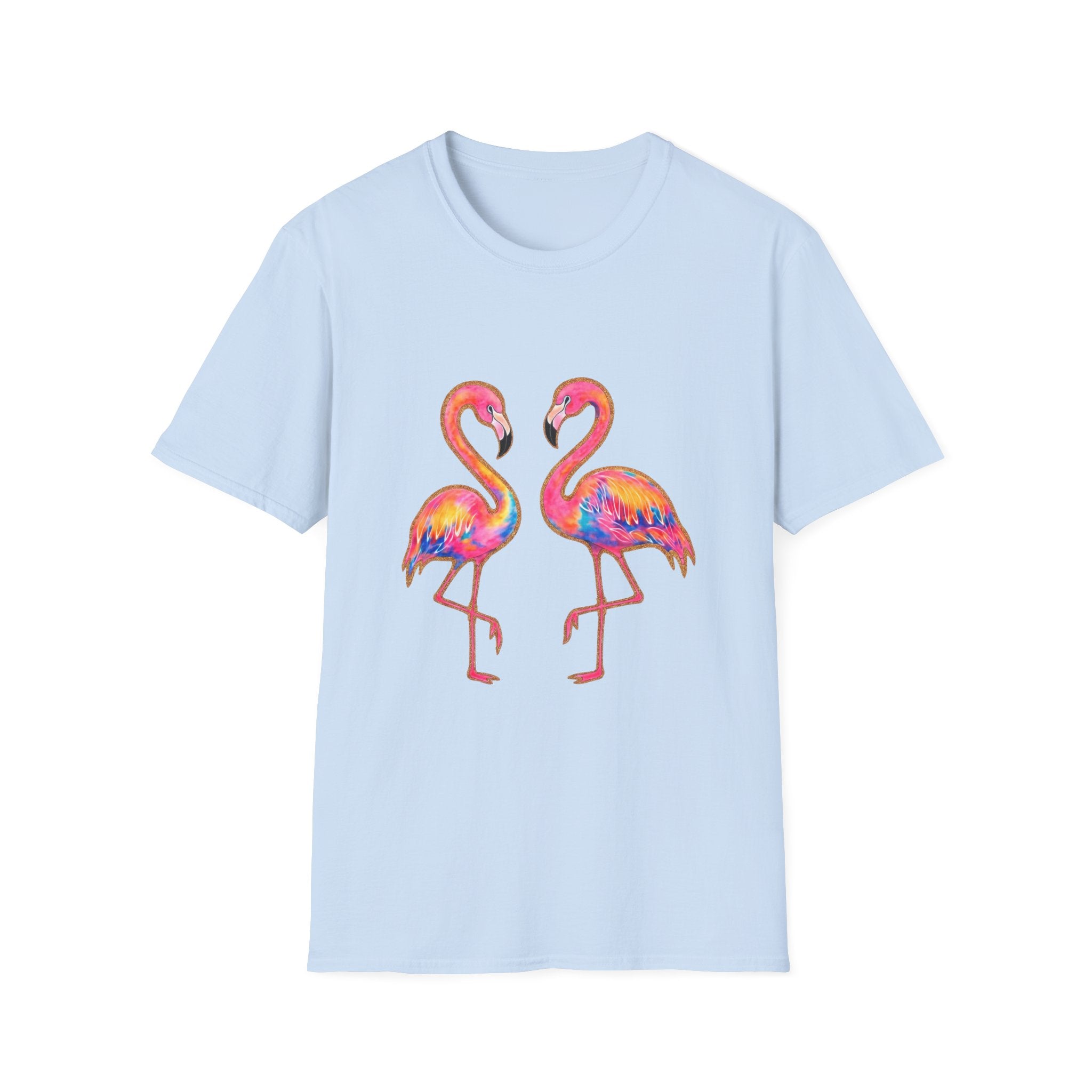 Flamingo Duo Colorful Watercolor Tropical T-Shirt