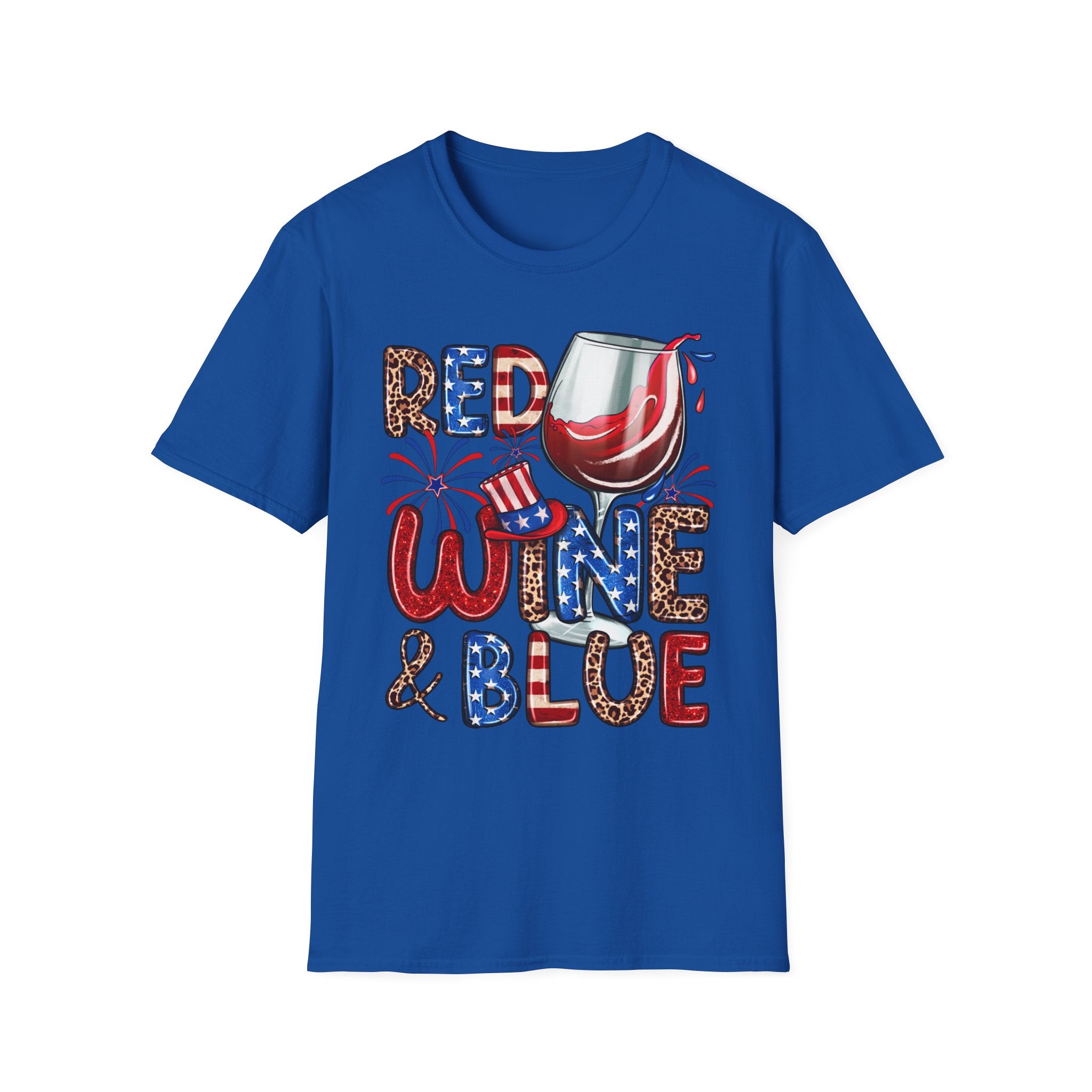 Patriotic "Red Wine & Blue" -4th of July Wine Lover Tee