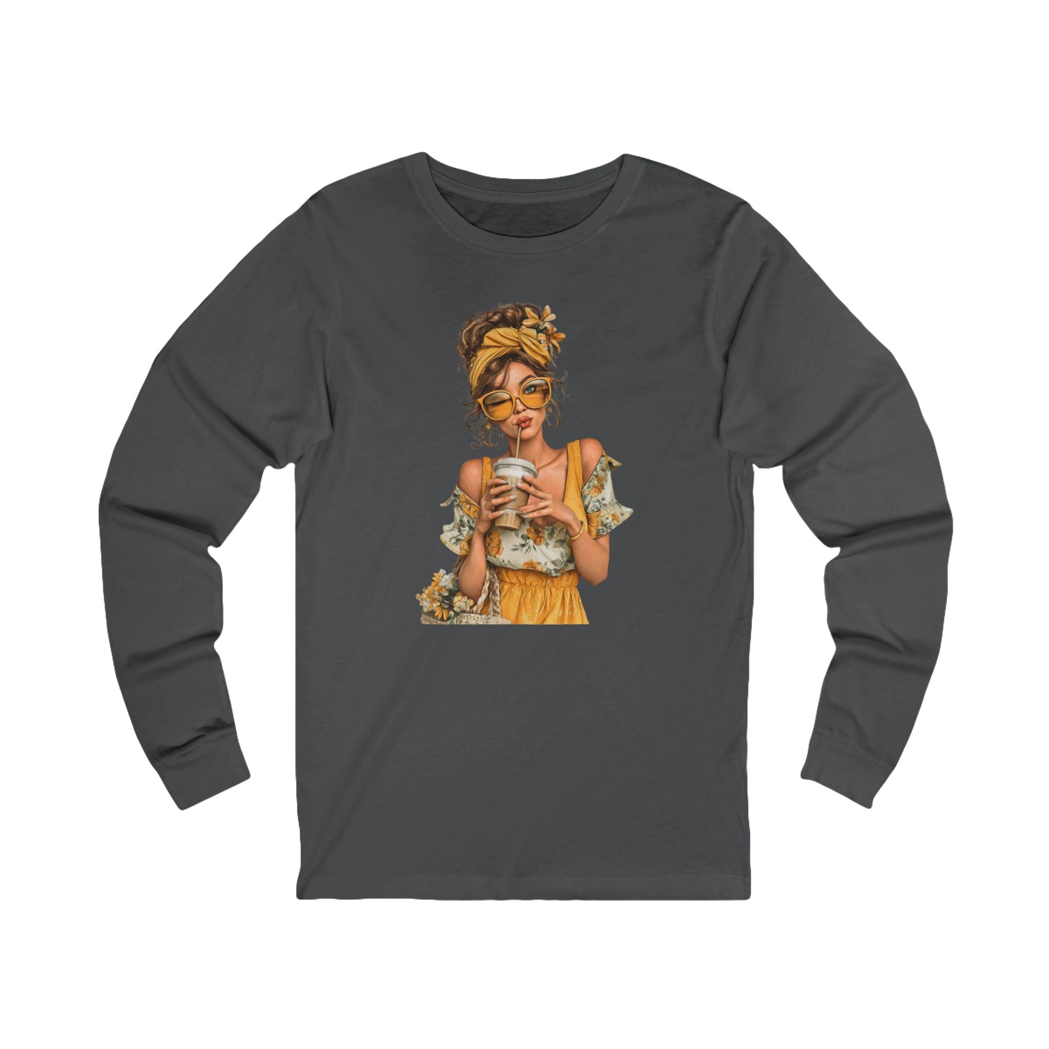 Coffee & Sunshine Relaxed Boho Woman Graphic Long Sleeve Tee