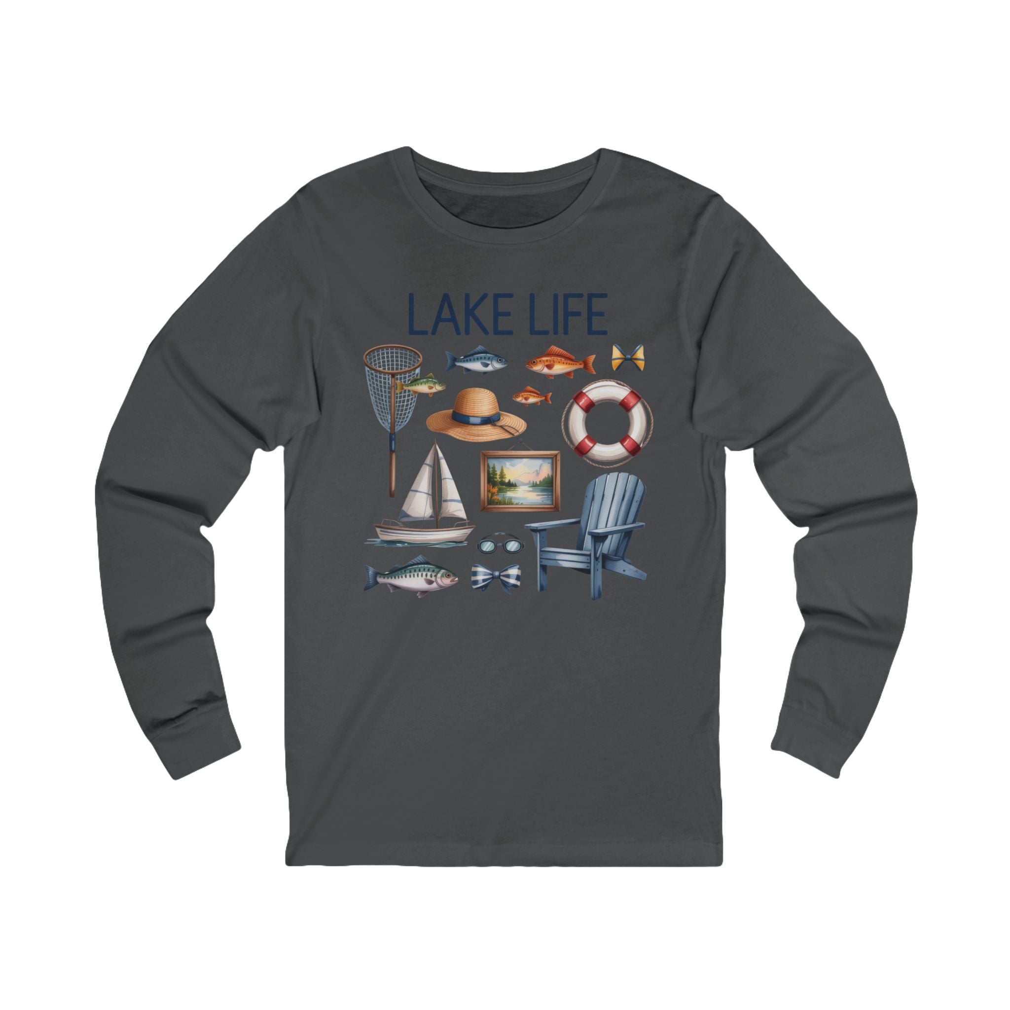 Lake Life Coastal Fishing & Relaxation Graphic Long Sleeve Tee