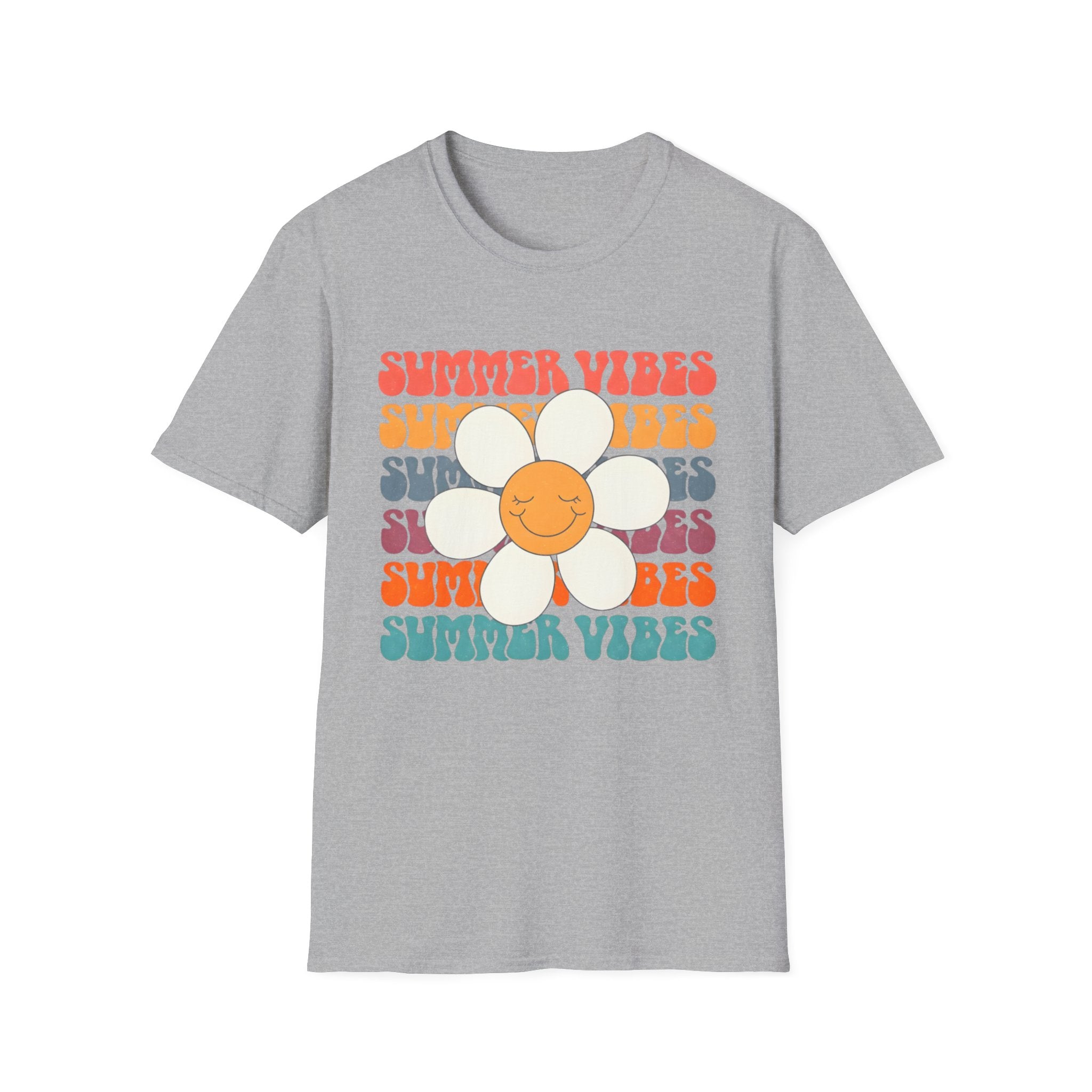 Summer Vibes Daisy Retro Floral Graphic Tee