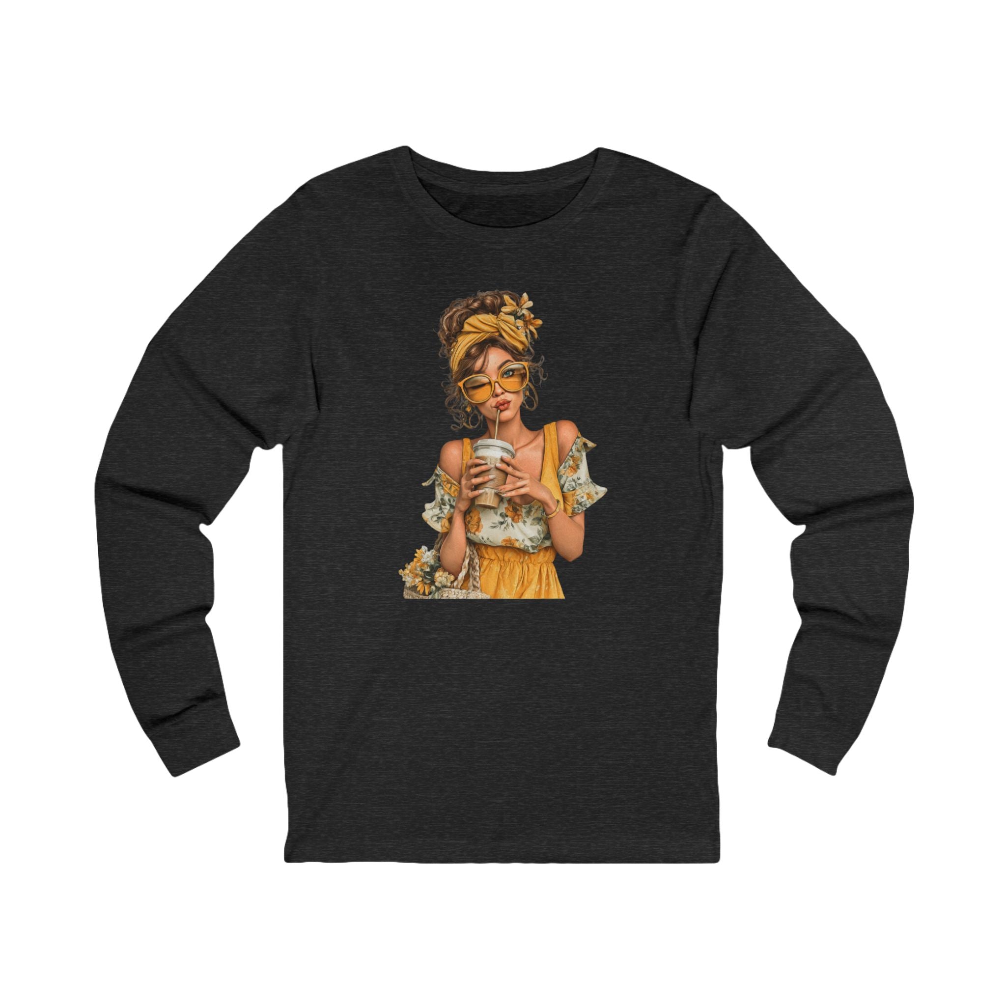 Coffee & Sunshine Relaxed Boho Woman Graphic Long Sleeve Tee