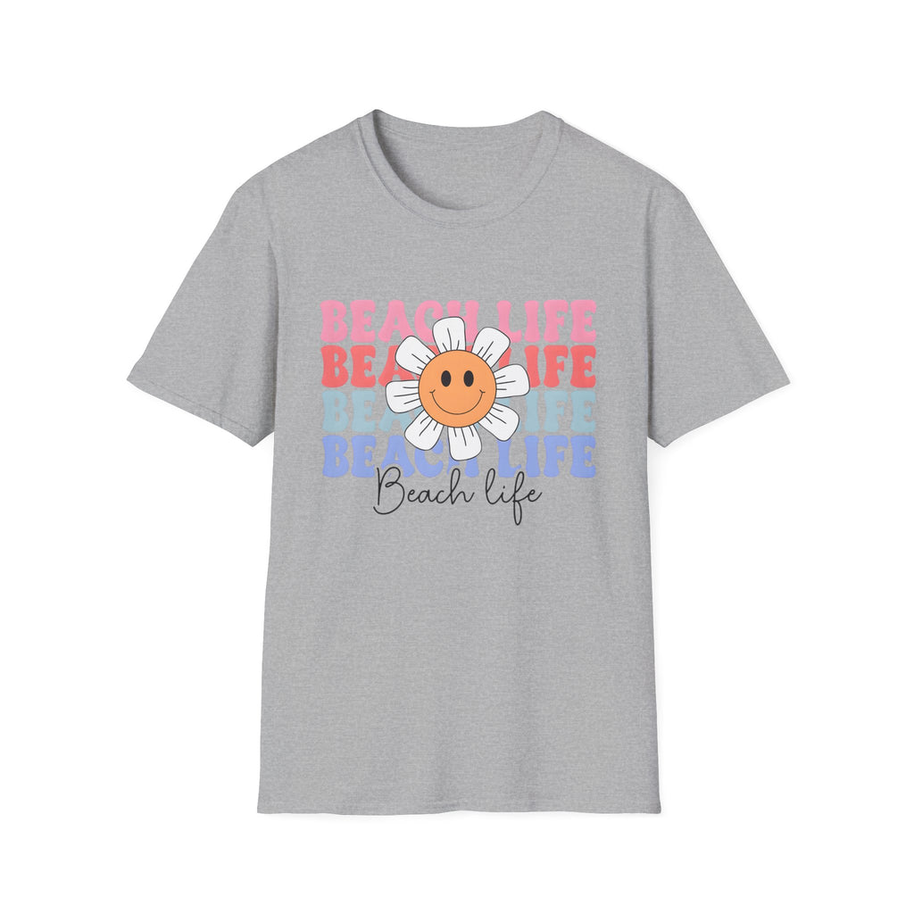 Beach Life Daisy Retro Smile Sun Graphic T‑Shirt