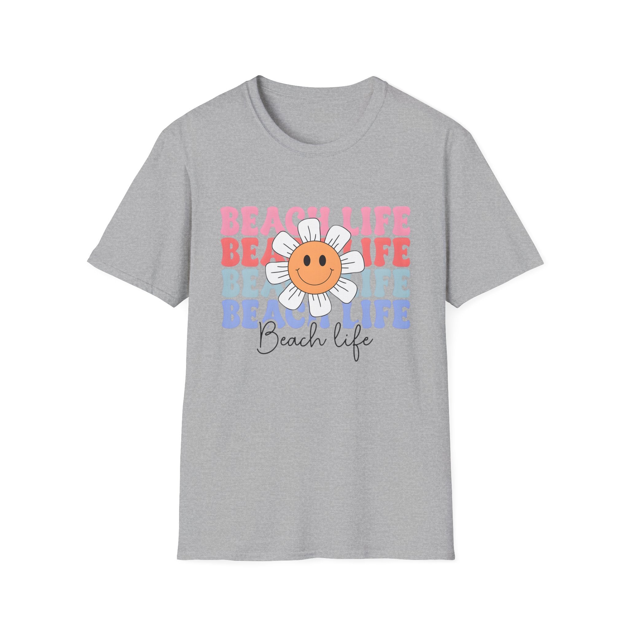 Beach Life Daisy Retro Smile Sun Graphic T‑Shirt