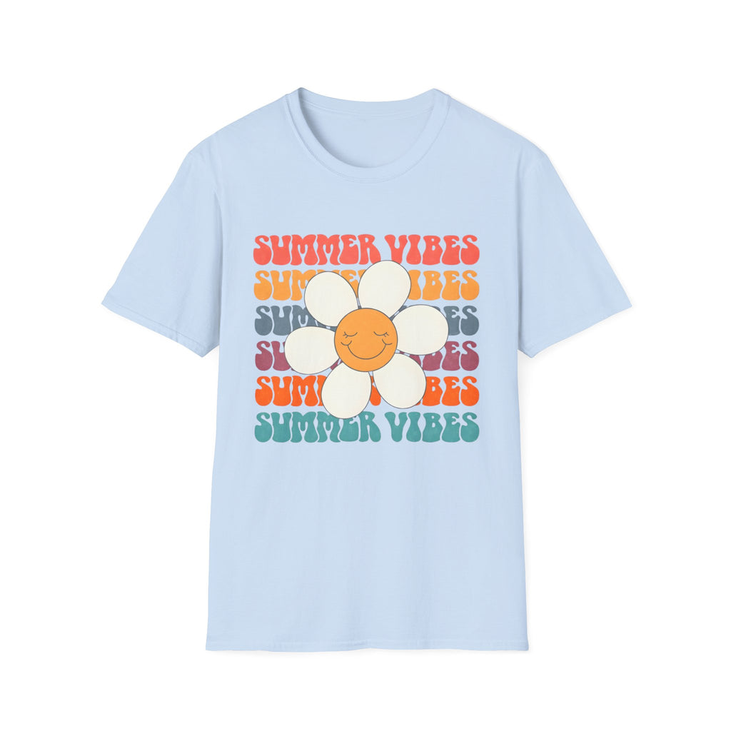 Summer Vibes Daisy Retro Floral Graphic Tee