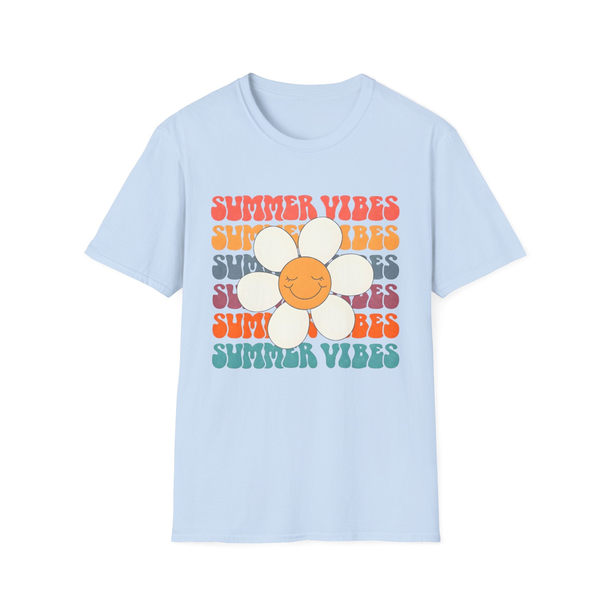 Summer Vibes Daisy Retro Floral Graphic Tee