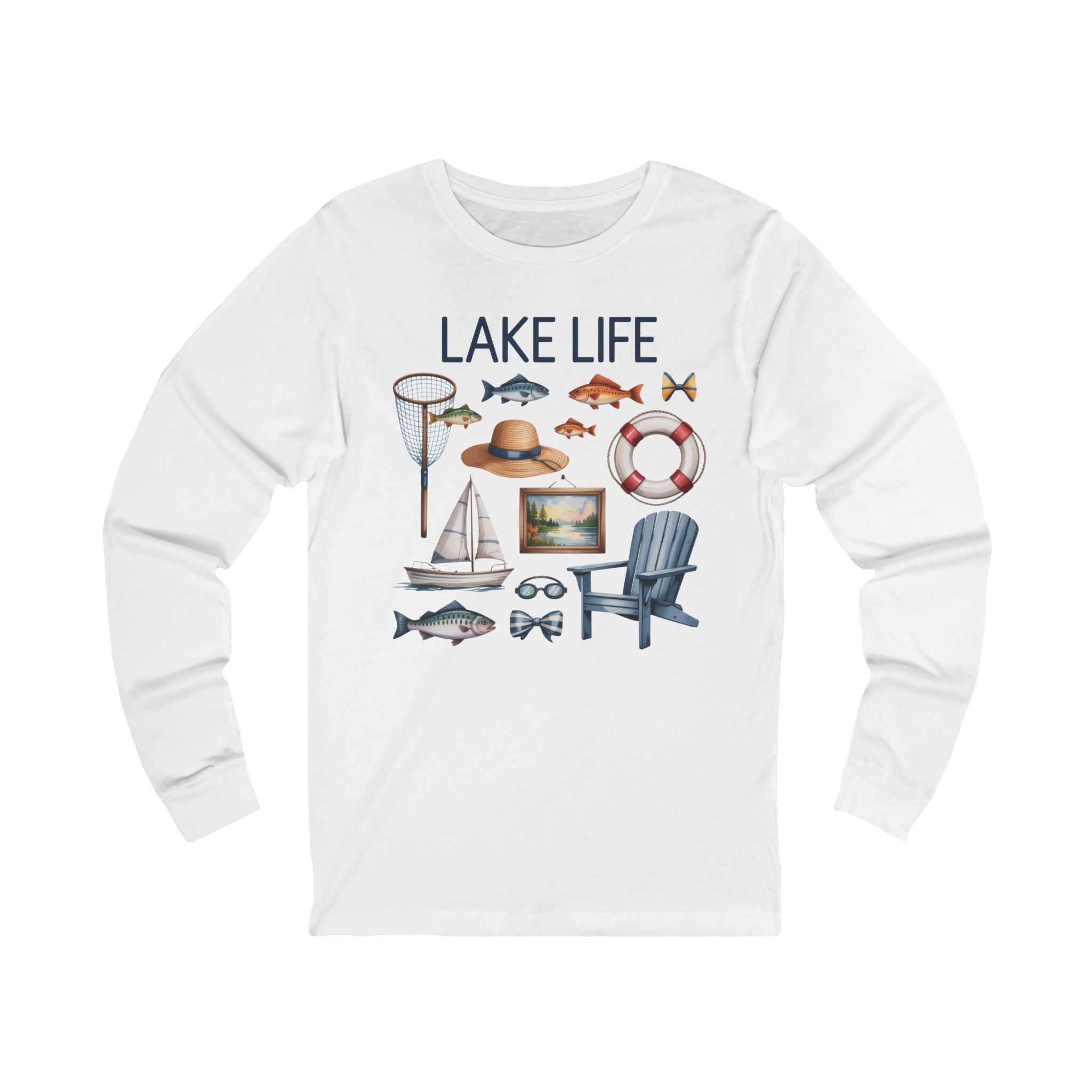 Lake Life Coastal Fishing & Relaxation Graphic Long Sleeve Tee