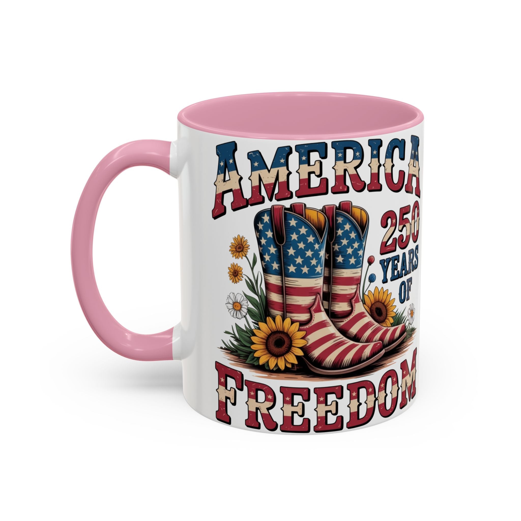 America 250 Years of Freedom Coffee Mug — Patriotic 11oz/15oz Ceramic Mug