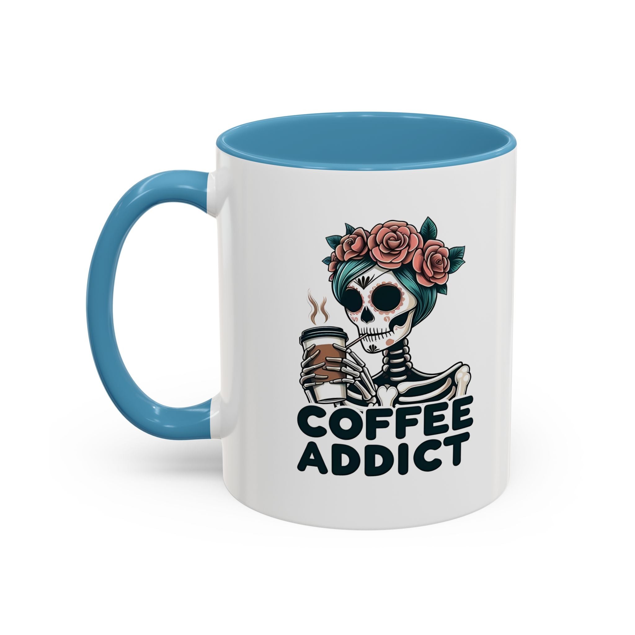 Coffee Addict Floral Accent Mug — 11/15oz Ceramic Coffee Lover Gift