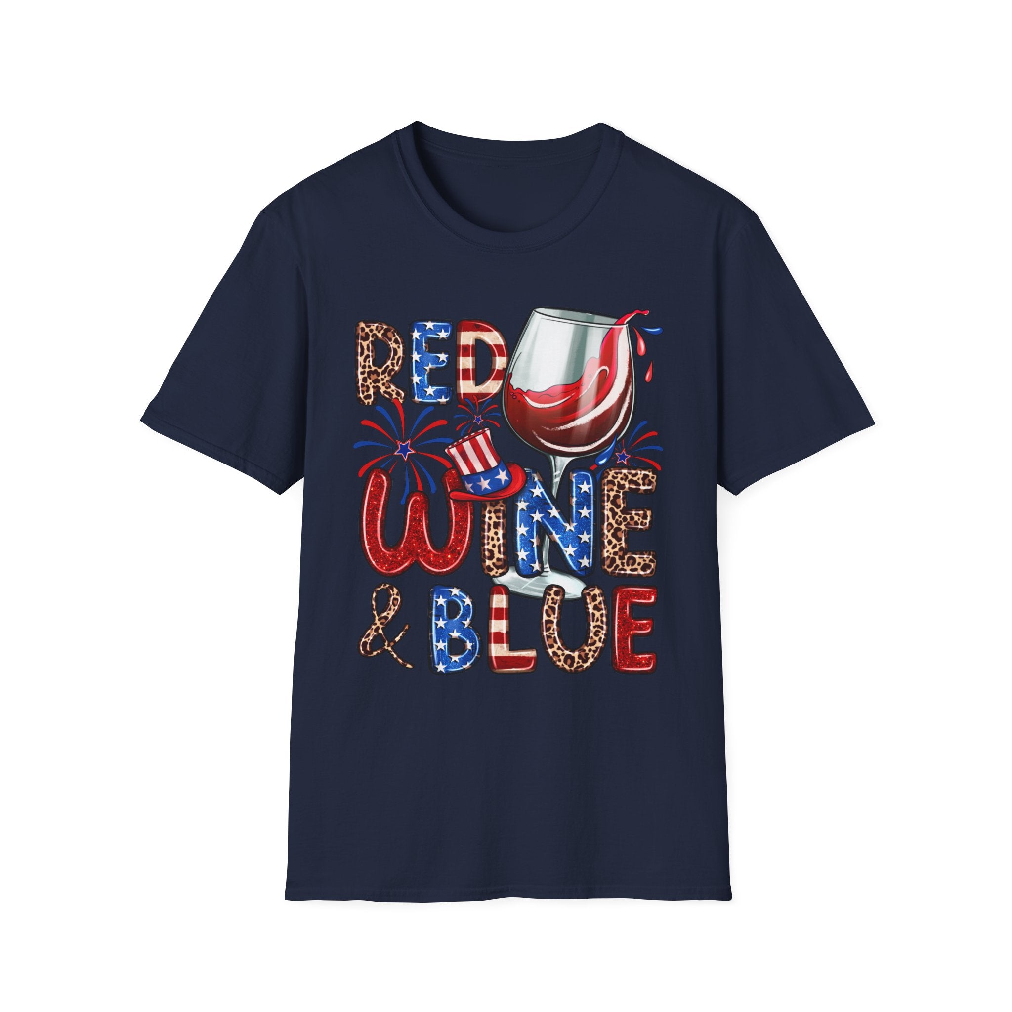 Patriotic "Red Wine & Blue" -4th of July Wine Lover Tee