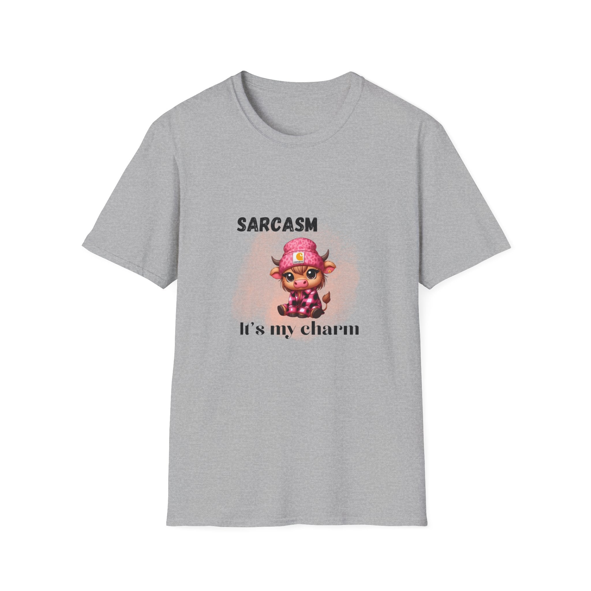 "Sarcasm It's My Charm" Cute Sarcastic Cow Graphic T-Shirt