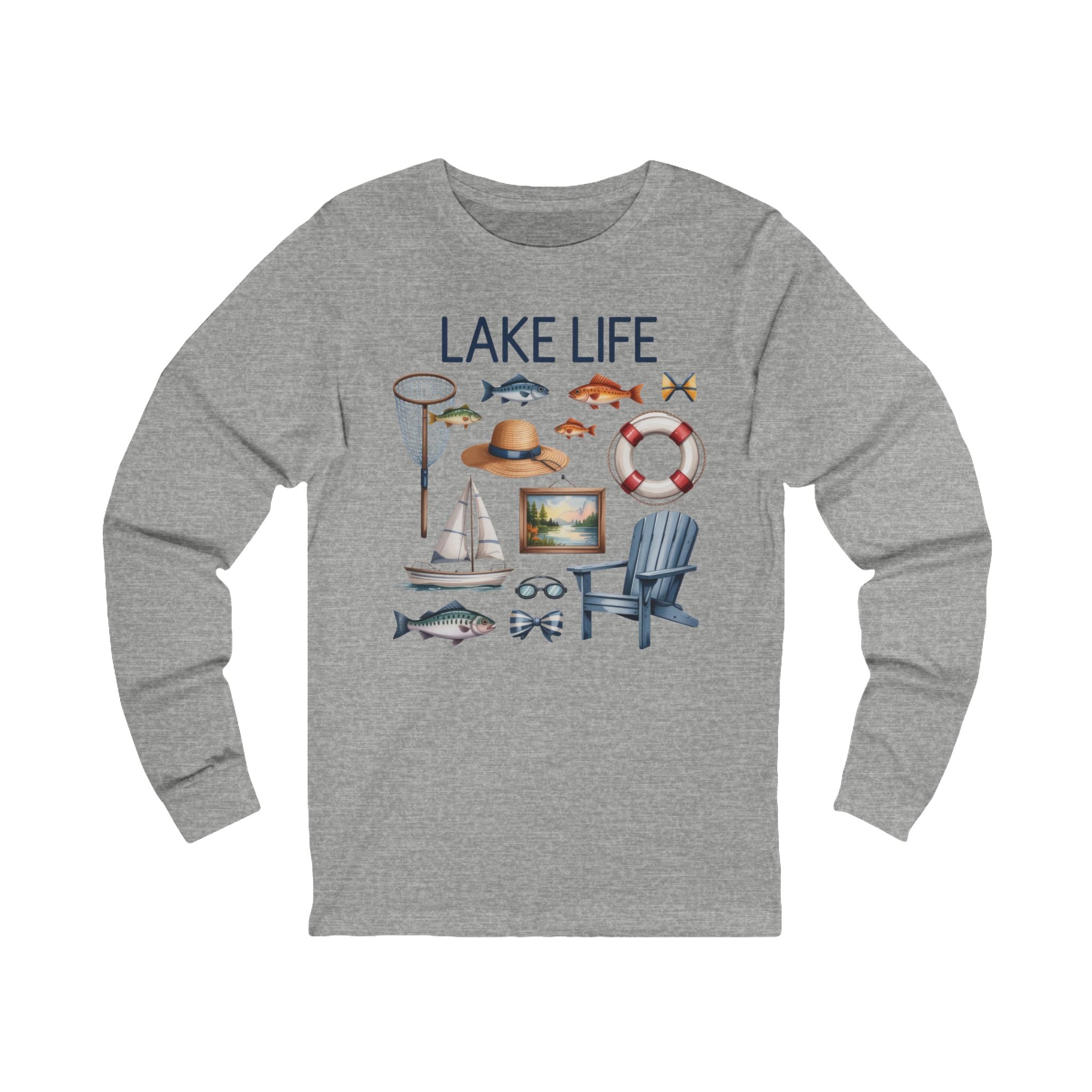 Lake Life Coastal Fishing & Relaxation Graphic Long Sleeve Tee