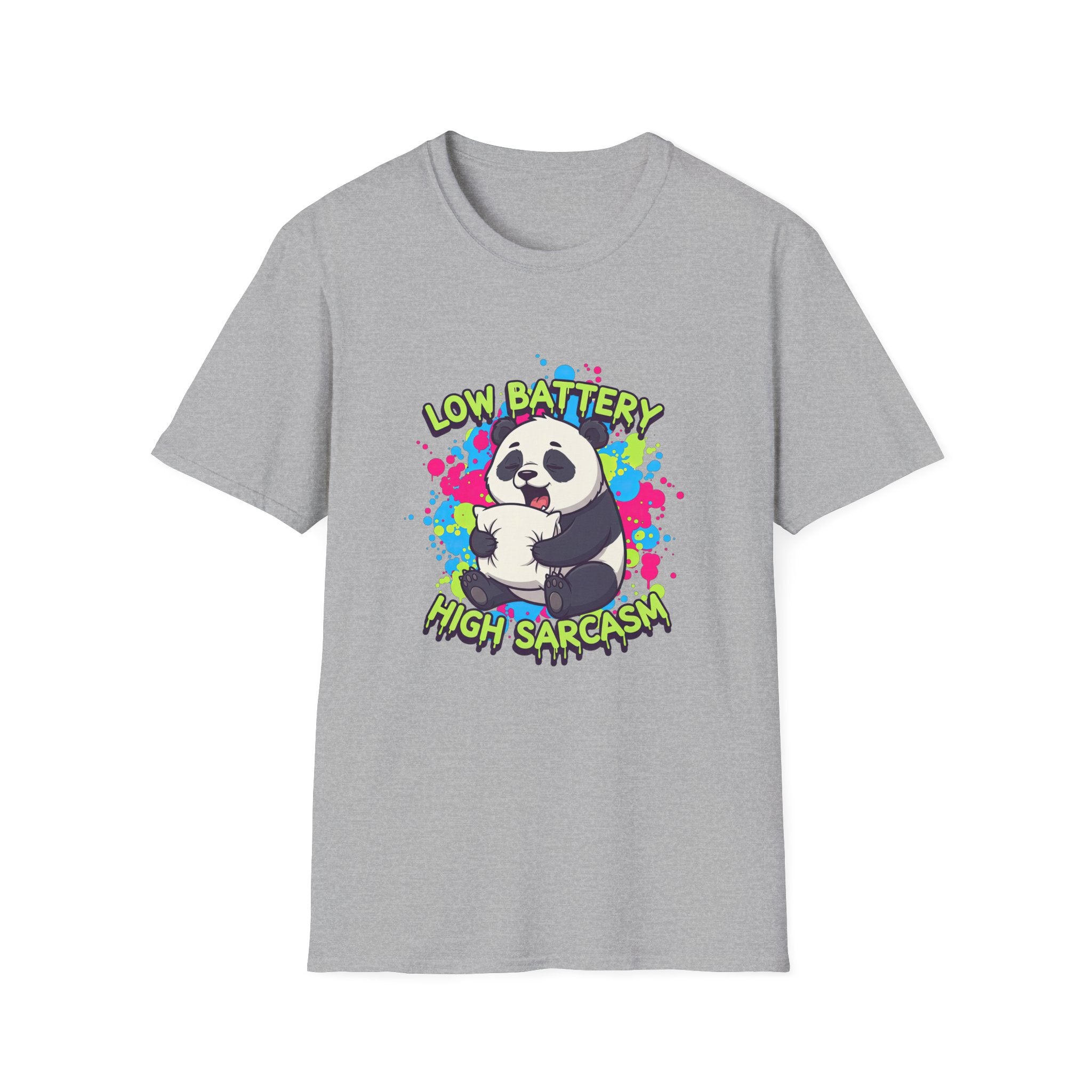"Low Battery High Sarcasm" - Panda T-Shirt