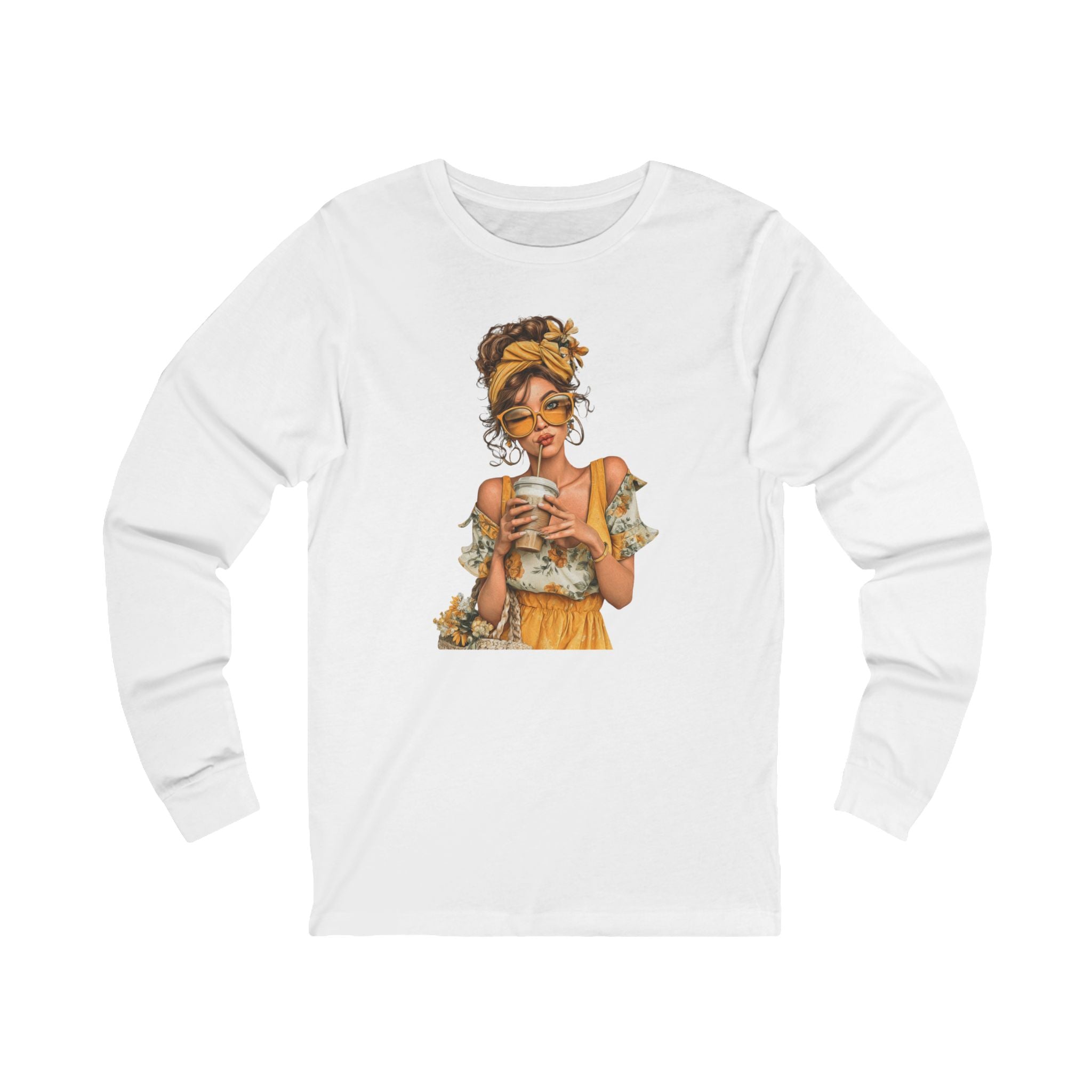 Coffee & Sunshine Relaxed Boho Woman Graphic Long Sleeve Tee