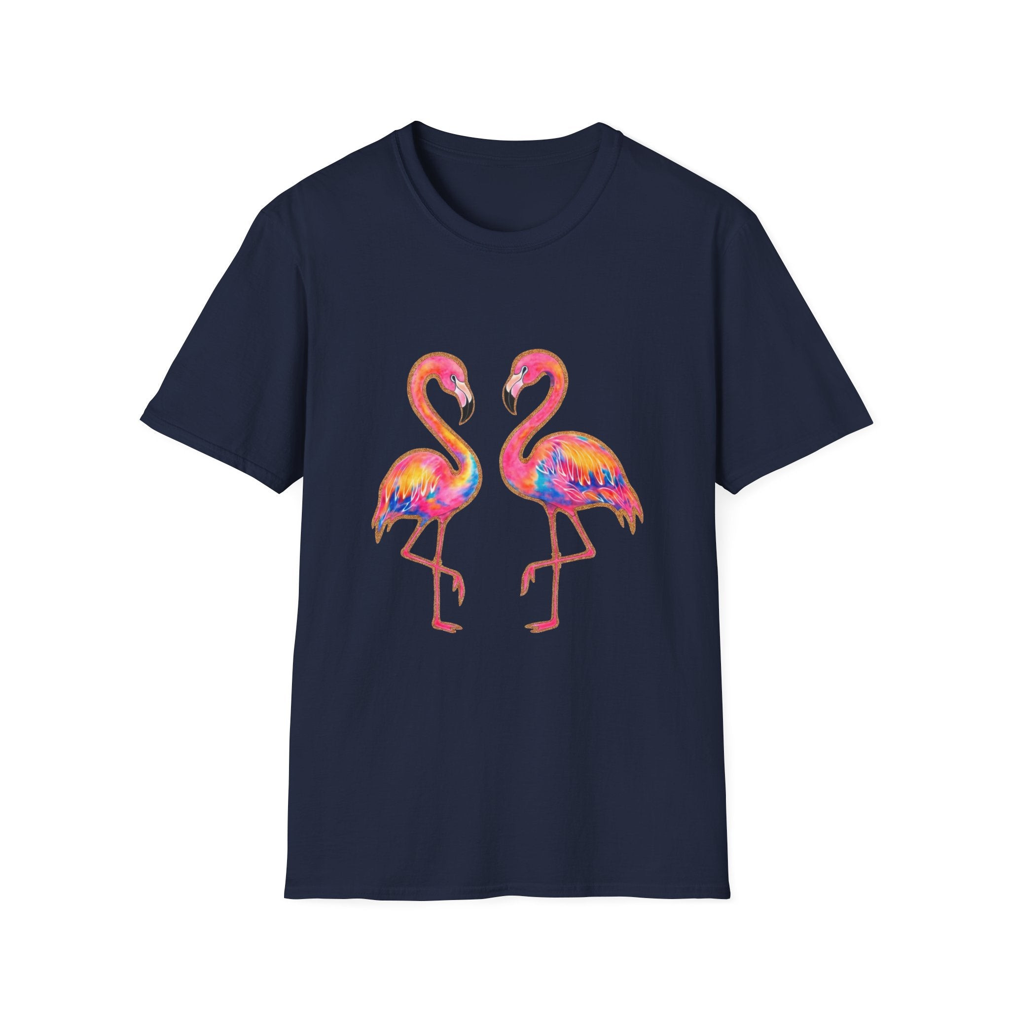 Flamingo Duo Colorful Watercolor Tropical T-Shirt