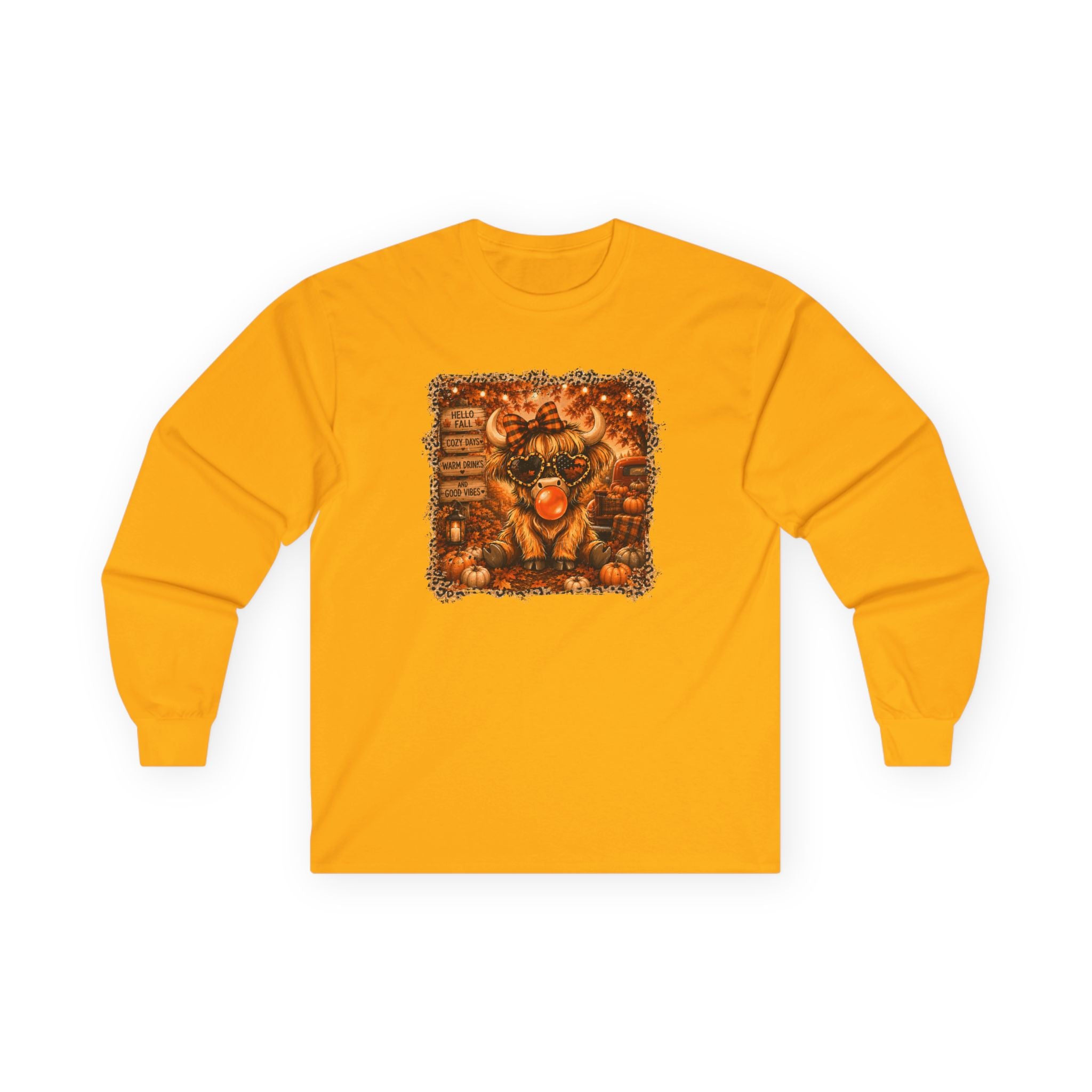 "Hello Fall" Cozy Cow Long Sleeve Tee