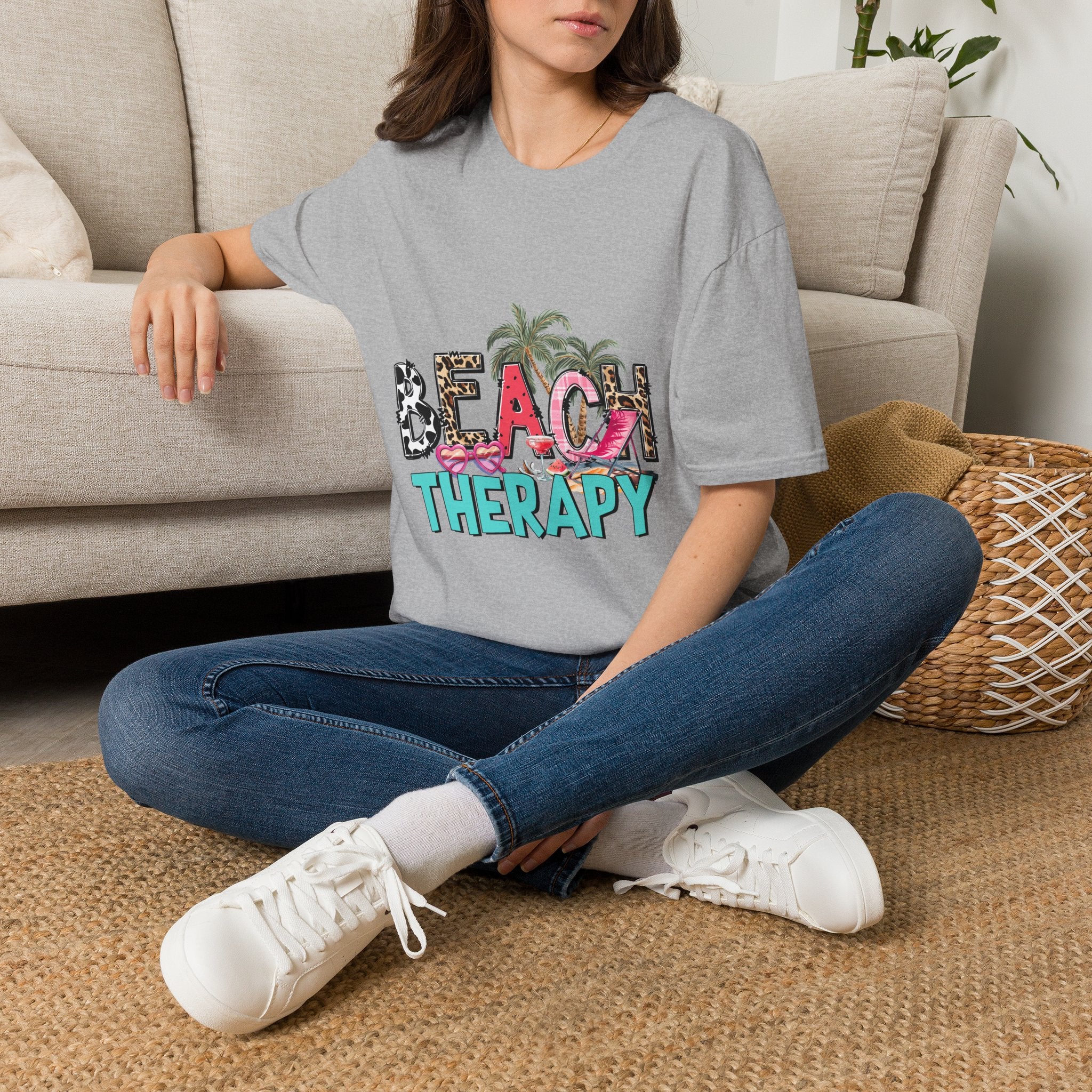 Beach Therapy Palm Trees & Leopard Print Summer Tee